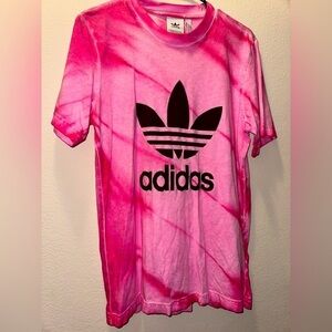 Adidas pink logo tie dye short sleeve tee S graphic tee street wear activewear